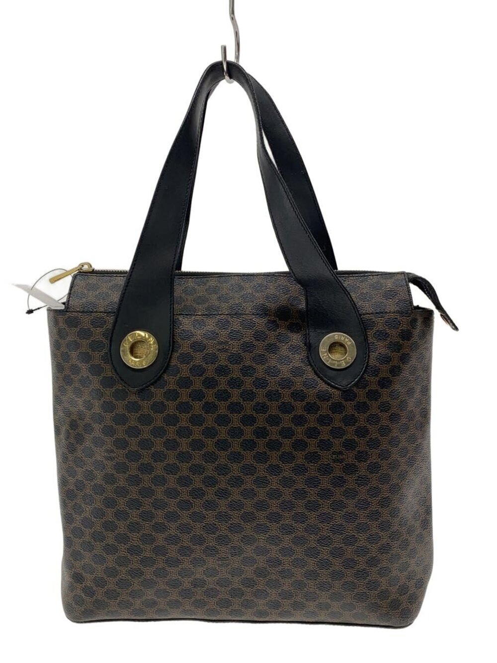 Celine Macadam Coated Canvas Tote Bag black Brown